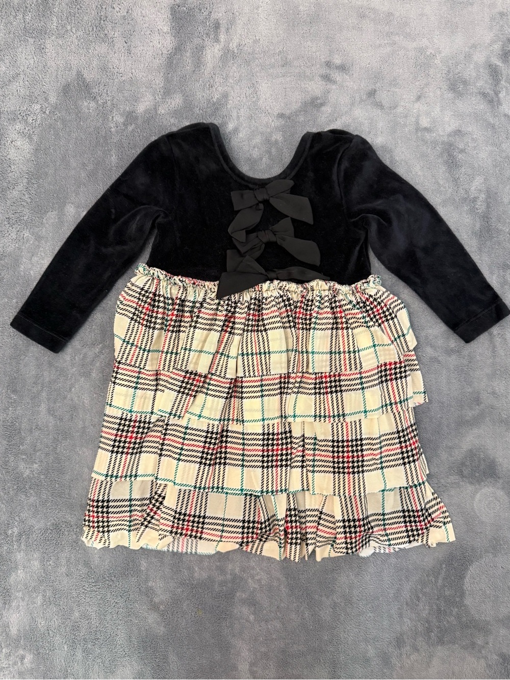 Rufflebutts Velour & Tulle Long Sleeve Twirl Dress